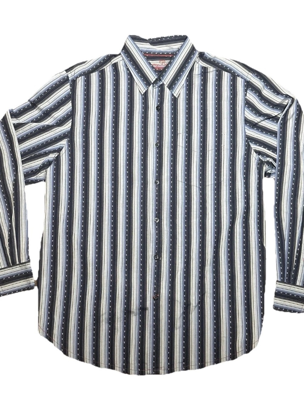 Tommy Bahama Classic Denim Mens L Cotton Vertical Stripe Long Sleeve Shirt